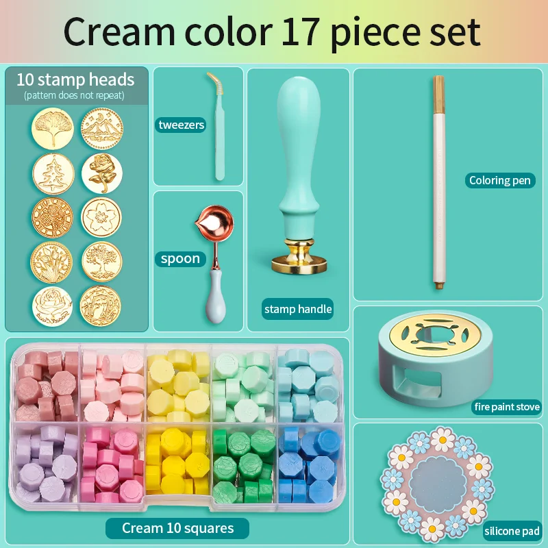 Wax Seal Stamp Set Lacquered Stamp Sealing Wax Kit DIY Craft Supplies Scrapbooking Wedding Invitation Decorative Sealing Wax Set