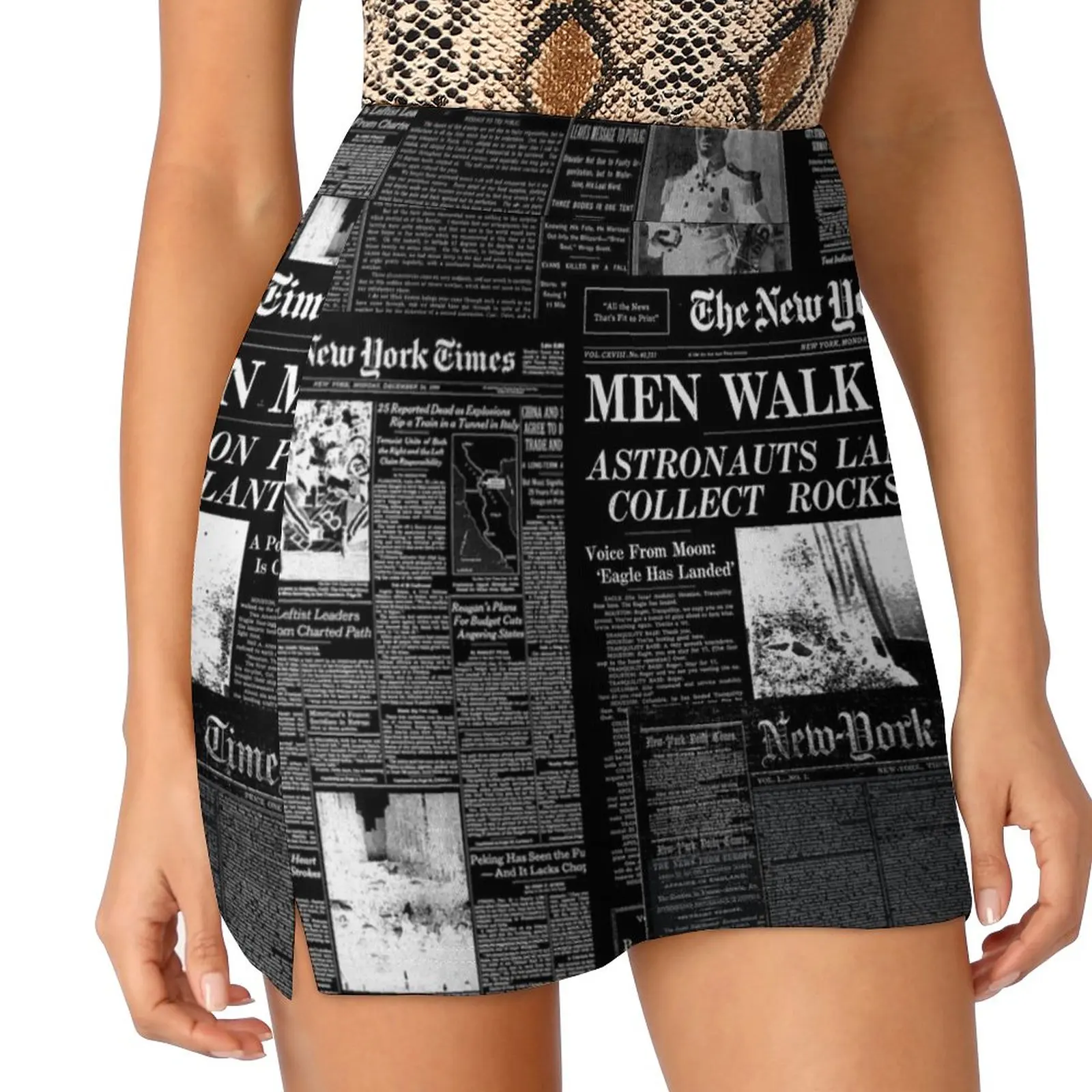 Newspaper print [black] Light Proof Trouser Skirt Summer skirt korean women's clothes mini skirt for women extreme mini dress