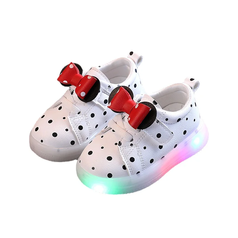 Zapatillas Kid LED Luminescent Shoes 2023 SummerNew Girl Bow Casual Shoe Lightweight Sport Shoe Breathable Tennis Shoes Kid Shoe