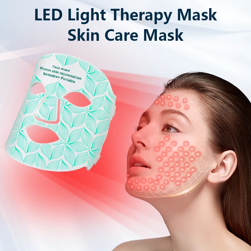 LED Face Mask Light Therapy Blue Infrared & Red Light Therapy for Facemask Reduced Wrinkles Fine Lines Contour Beauty Equipment