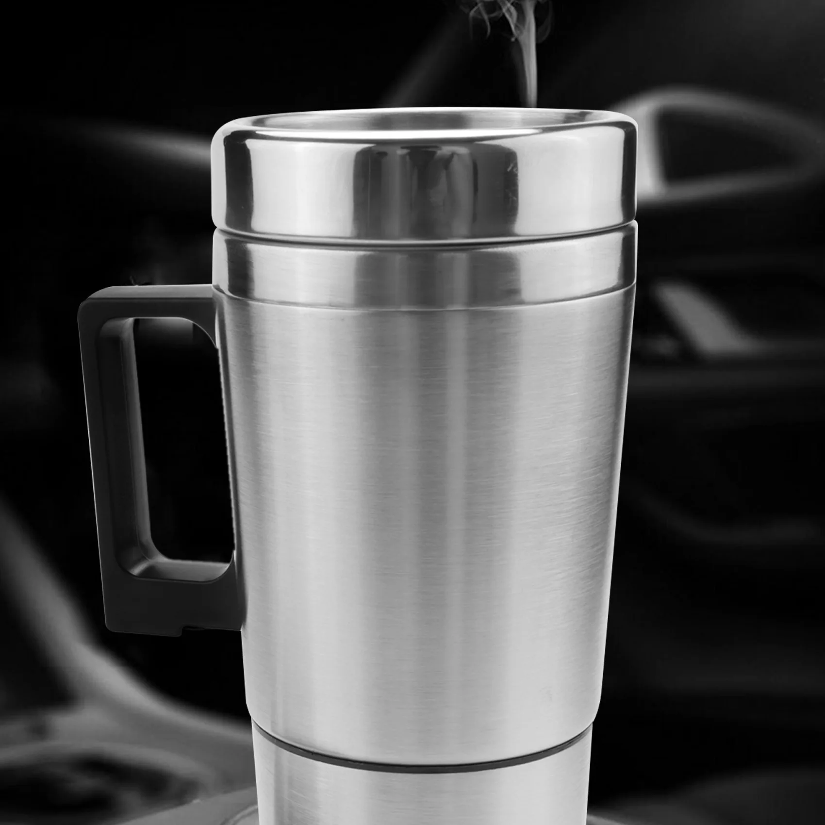 A54K-Car Heating Kettle, Simple 12V 300Ml Portable In Car Coffee Maker Tea Pot Vehicle Heating Cup Lid Outdoor Water Bottle Elec