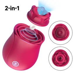 2 in 1 Rose Toys Vibrator for Women 10 Sucking Tapping Modes Removable Head for Clit Clitoral Nipple Stimulation Adult Sex Toy