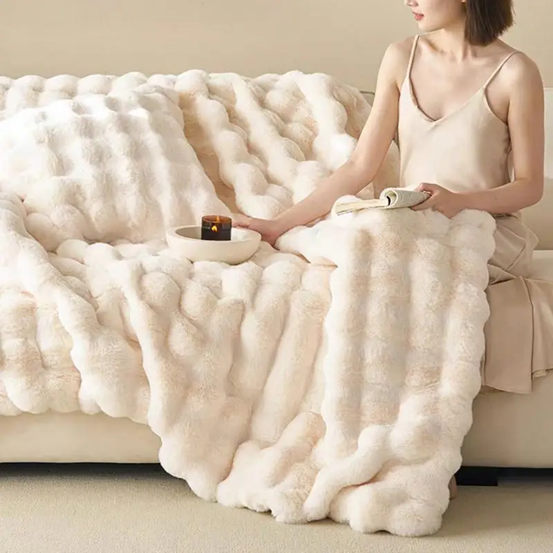 Thick Warm Sofa Blanket Soft Couch Blanket Bedroom Warm Blanket Double-layer Warmth Throw Blanket For Women Men Kids Living Room