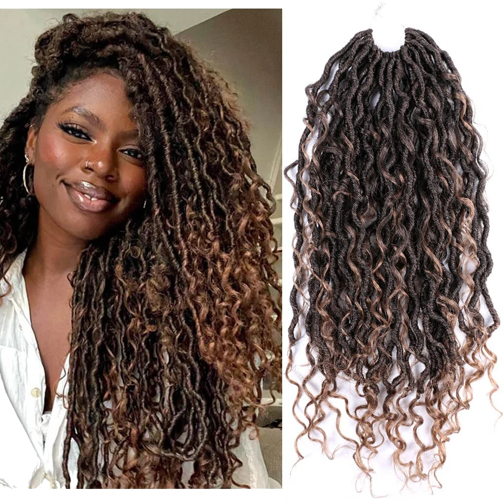 Dansama deusa locs crochê cabelo pré loop rio locs com encaracolado termina falso locs boho hippie locs cabelo sintético