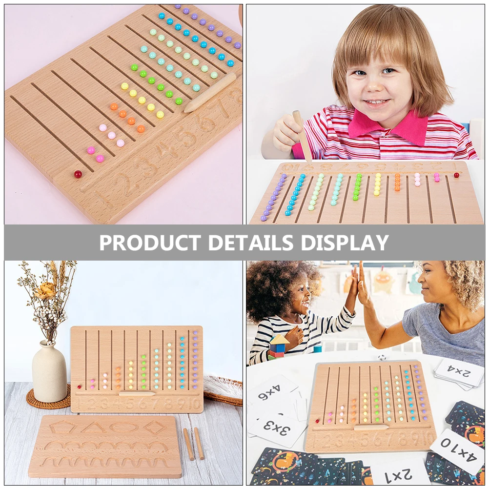 유아 교육을 위한 다채로운 구슬이 있는 대화형 나무 숫자 학습 추적 보드