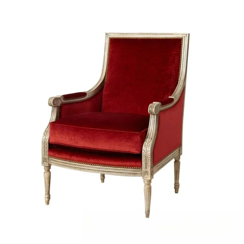 American living room solid wood single sofa furniture fabric soft bag sofa chair study leisure, tiger chair
