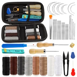 54pcs Leather Sewing Kit Upholstery Repair Kit with Sewing Awl Scissors Tool Kit for Beginners Professionals Leather Craft DIY