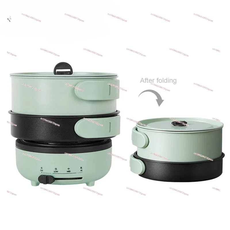 

220V Multifunction Electric Hot Pot with Folding Handle Mini Portable Travel Induction Cookers Split Type Cooking Pot 1.2L