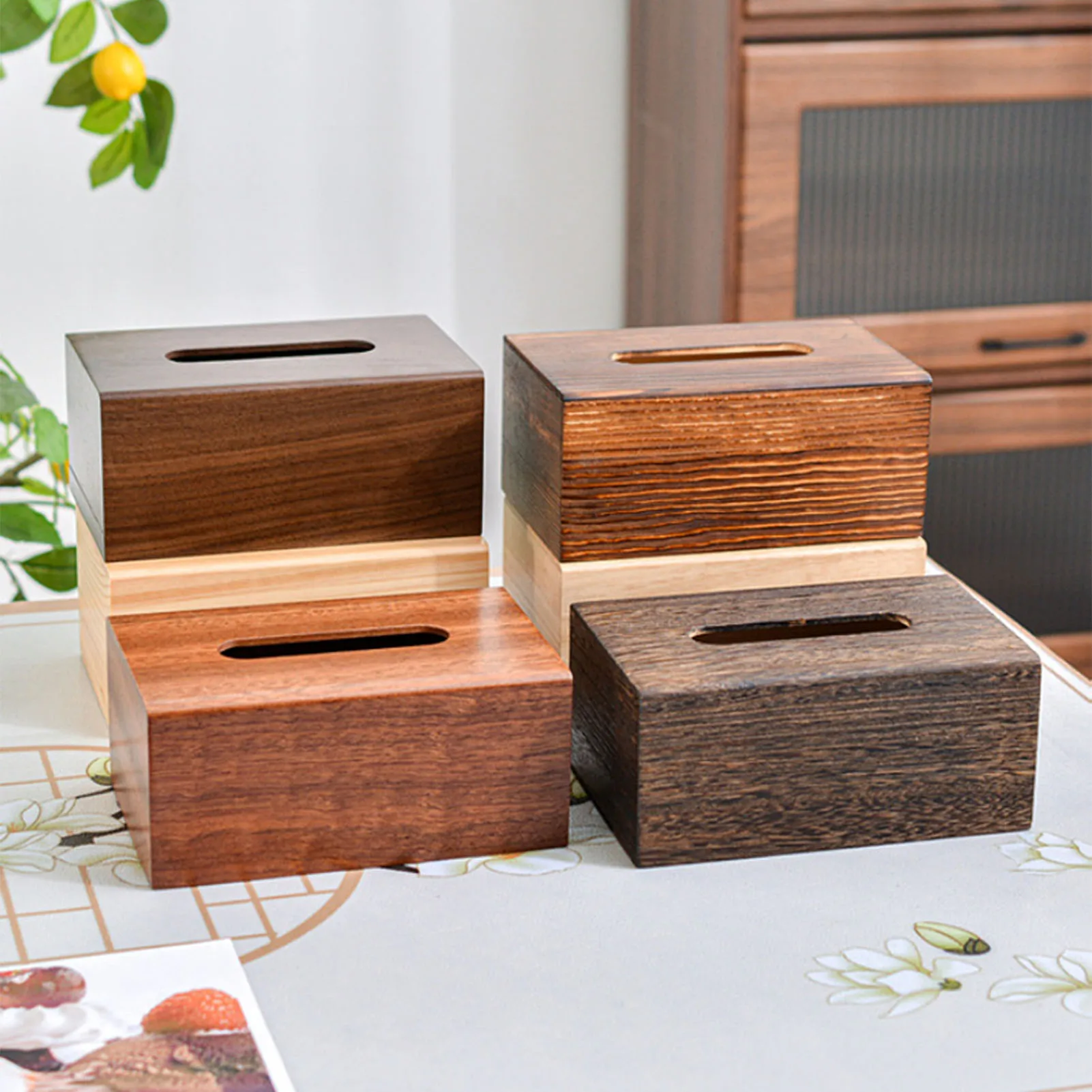 Creative Household Wooden Tissue Box Pumping Box Napkin Box Wood Wet Tissue Holder Dispenser Home Napkin Organizer Storage Boxs