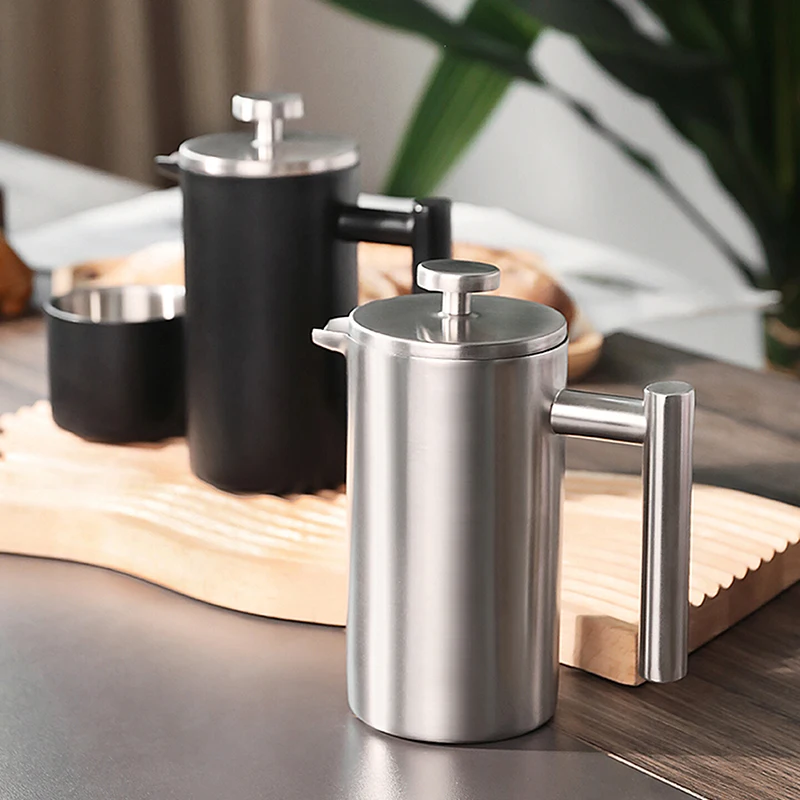 

304 Stainless Steel French Press Kit - Double-Wall Insulated Coffee Brewer Set for Pour Over & Tea Brewing