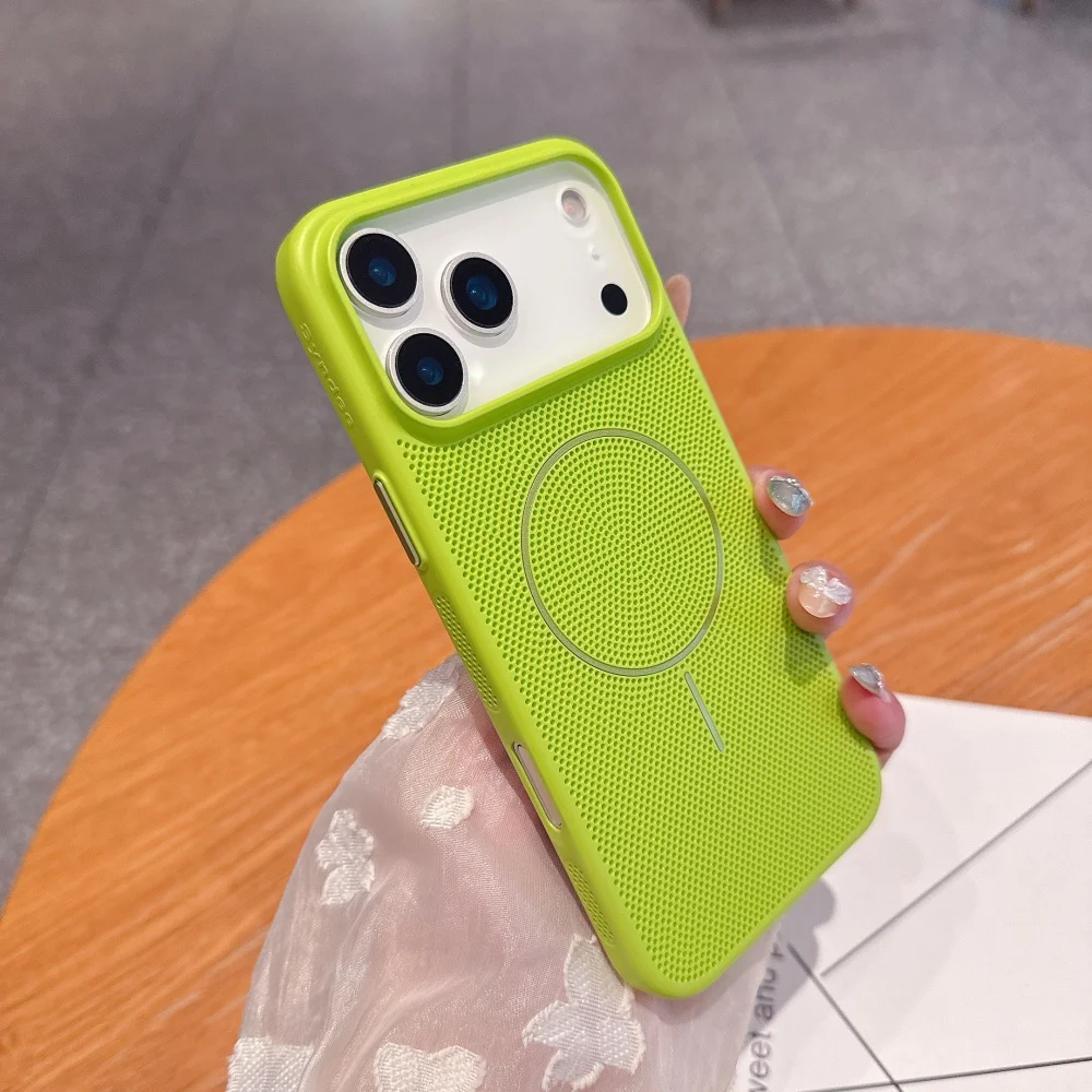 حافظة مغناطيسية قابلة للتنفس لهاتف آيفون 17 إير 16 15 برو ماكس 14 بلس 13 12 11 حافظة صلبة لامعة مضادة للصدمات لهاتف Magsafe #2