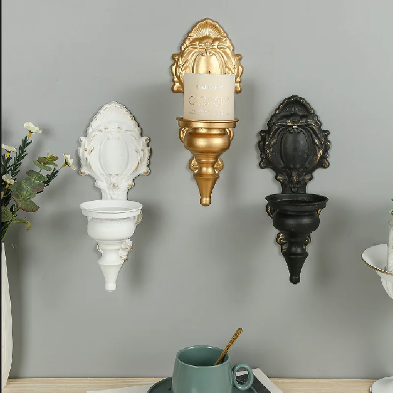 2Pcs Nordic Wall Mounted Candle Holder Retro Creative Home Living Room Wall Decoration Candlestick Ornament Wedding Decoration
