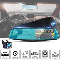 4.3 Inch Car DVR Rearview Mirror Driving Video Recorder Dual Lens Dash Camera 1080P IPS Front And Rear Camera Dash Cam