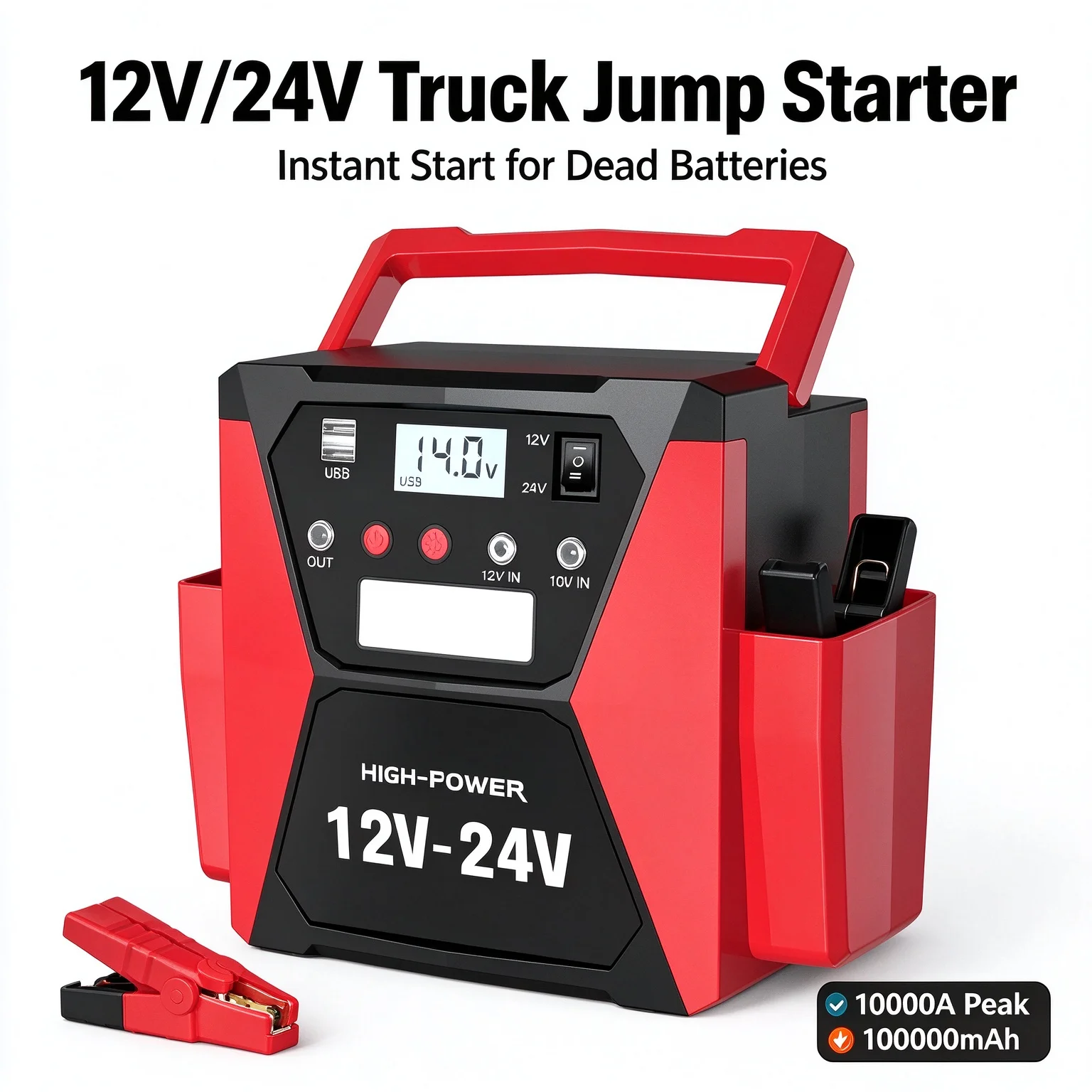 Large Trucks Auto Battery Charger Power High Capacity 12V 24V 358000mAh Jump Starter Device Charging System and Start Operating