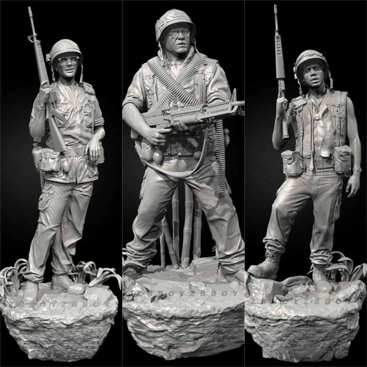 50mm 75mm 90mm Vietnam US Army Resin Soldier White Model 3D Printed DIY Coloring Self-assembly Figurines Miniatures Gifts