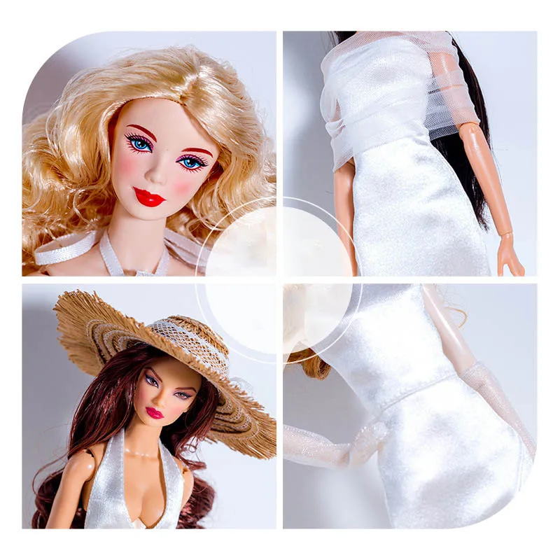 1/6 Supermodel Doll Clothing First Love Girl Purity White Simple Little White Dress Set Evening Party Dress Up For 30cm Doll