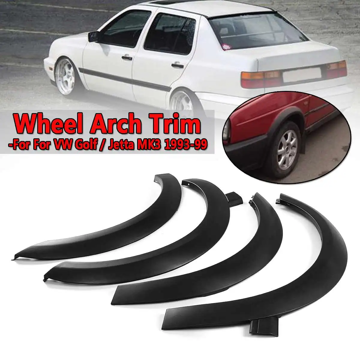 Set Car Mudguards Mud Guard For Fender Flares Wheel Arch Molding Trim Spoiler For VW For Golf For Jetta For Cabrio MK3 1993-1999