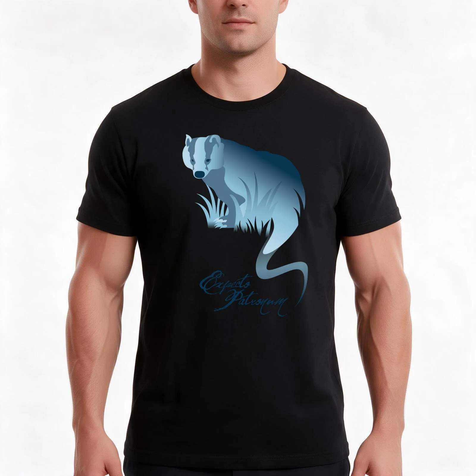 Expecto Patronum (Badger) T-Shirt Summer Casual Cotton Tee Oversized Streetwear Tops Vintage Graphic Print Unisex Men Women