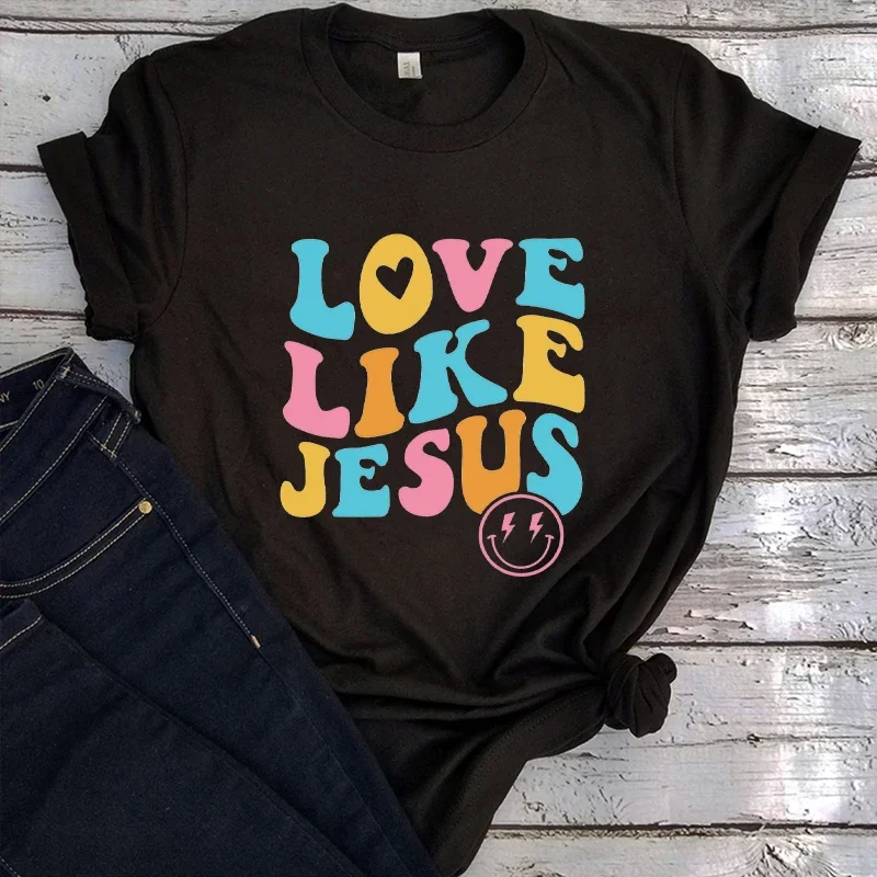 Love Jesus T Shirt Bible Vintage Clothes Christian Shirt Faith Women Clothes God Inspirational Women Clothing Valentine's Day L