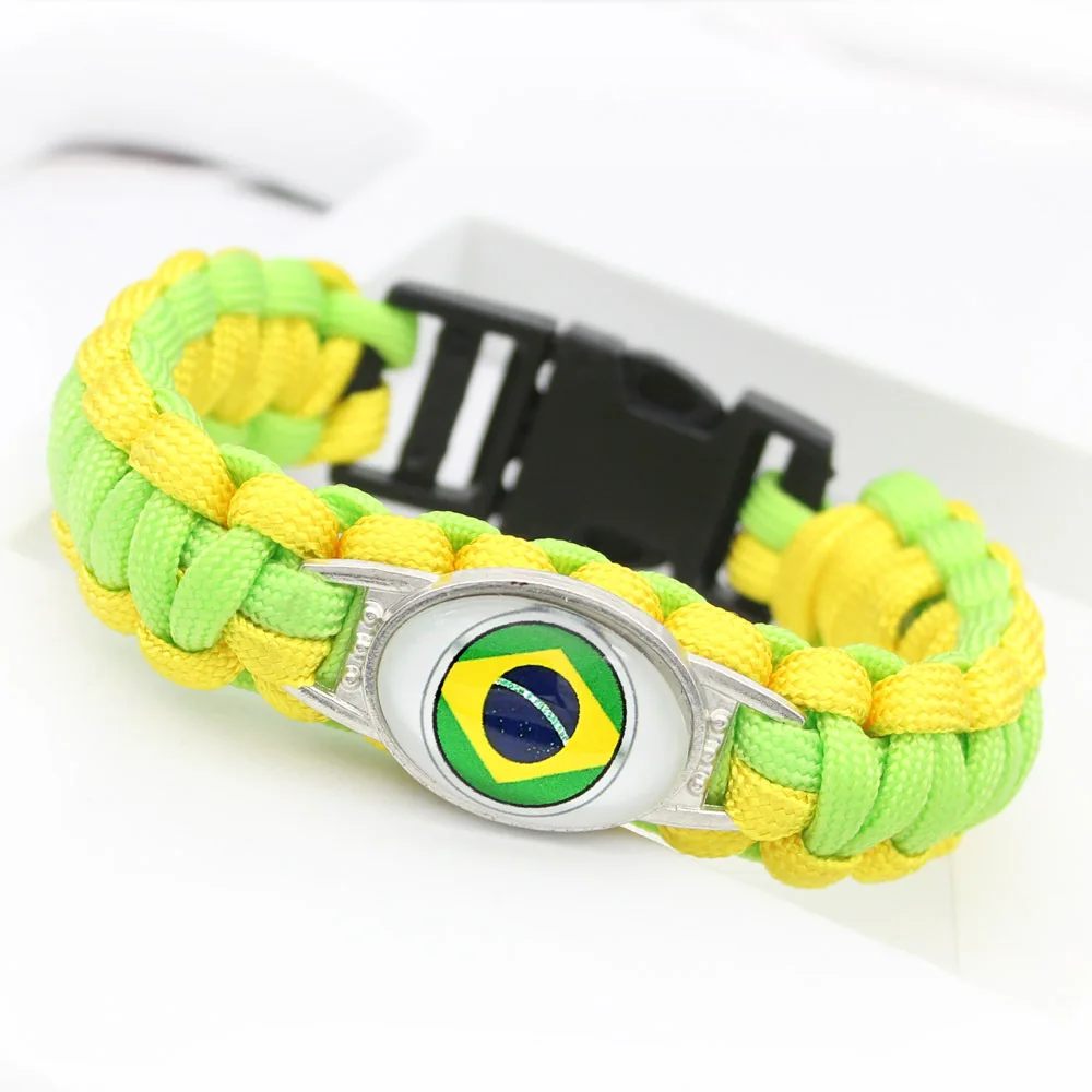 Metal World Country Flag Bracelet for Men Women USA Germany France Spain Italy National Flag Paracord Bracelet Bangles Jewelry