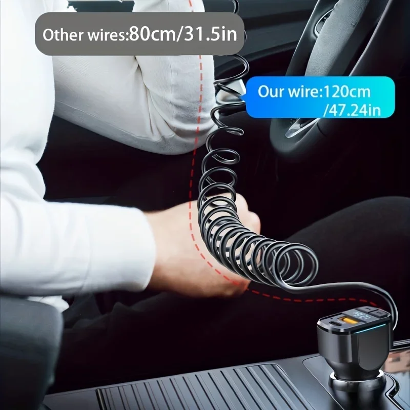 3-in-1 Car Charger PD Fast Car Charger (K4) QC3.1 Type C  2 USB Charging Ports + 1 Type C Fast Charging Micro USB Type C