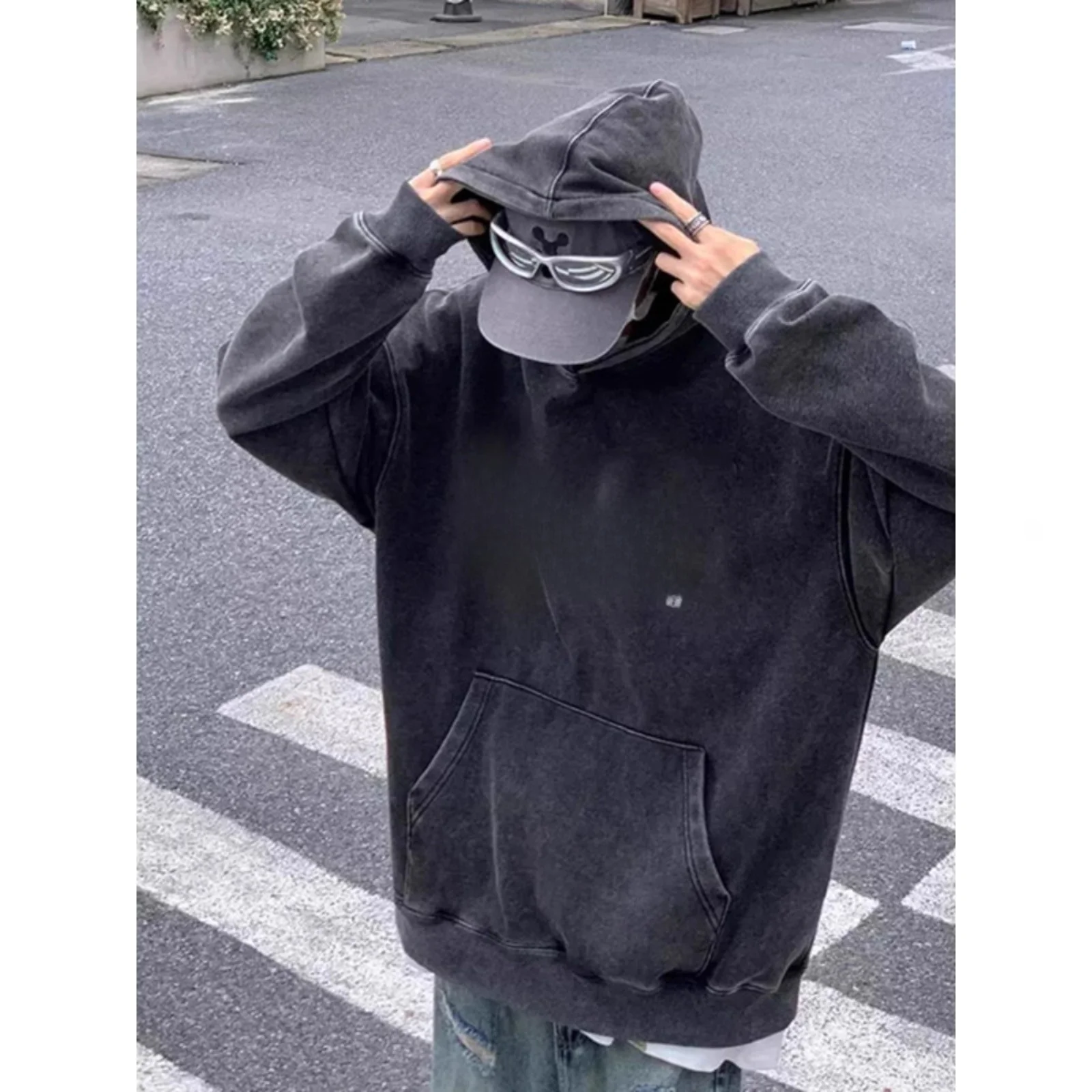 

Осень-зима, большой размер 300, американская толстовка с принтом в стиле ретро для мужчин и женщин, винтажный теплый топ, одинаковый свитшот для пар