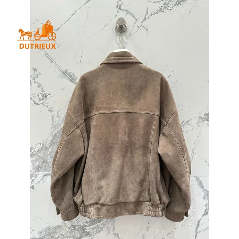 Winter Motorcycle Jacket Lapel Mid-length Unisex Style Deerskin Craftsmanship, 100% Genuine Sheepskin Temperament Fashion Coat