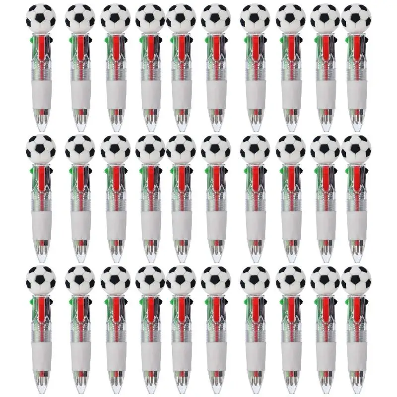R53C 10/20/30Pcs 4-Color Cartoon Sports Ball Design Ballpoint Pen Set Classroom Prize For Students And Office Use