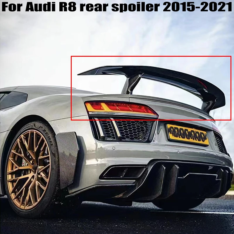 

For Audi R8 V10 Coupe 2015-2021 V Style High Quality Real Carbon Fibe Rear trunk cover spoiler Rear wing Airfoil Accessorie