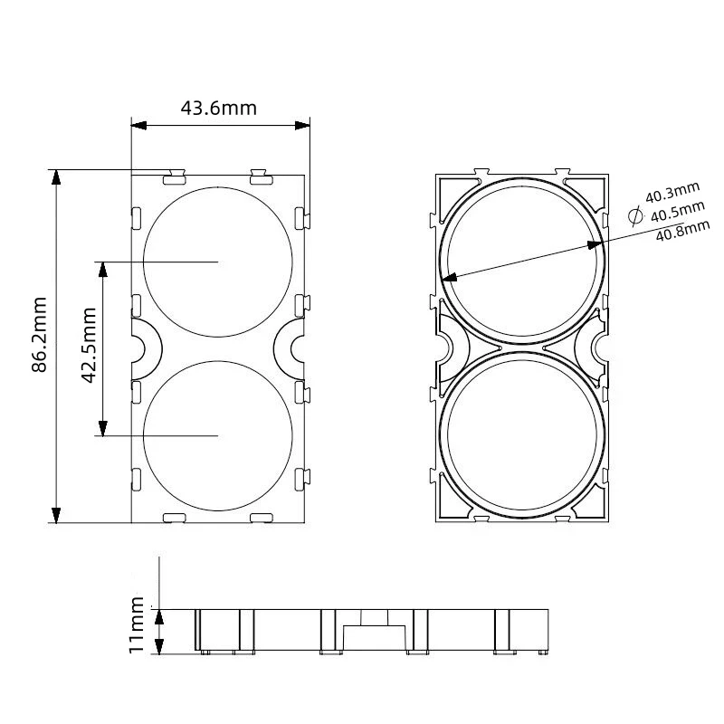 20PCS 40135 Lithium Battery Holder Hard Shell Anti Vibration Plastic Battery Bracket Cylindrical Batteries Stand Spacer