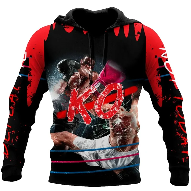 

Hoodie Men Fashion 3D Print Boxing Clothing Pop Sportswear Boxer Hoodies Autumn Harajuku Pullover Long Sleeve Sweatshirt Tops