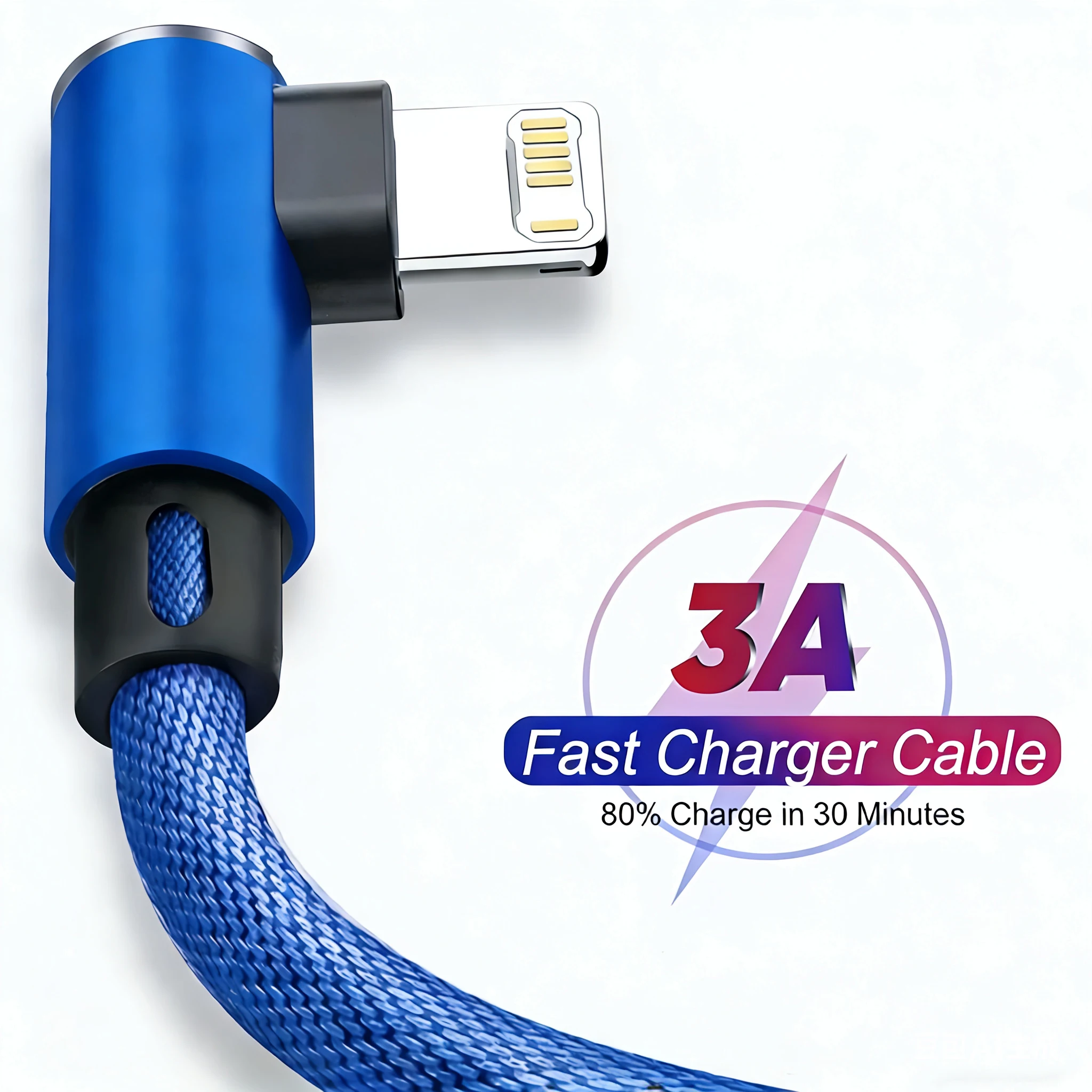 90 Degree USB Cable For iPhone 14 13 12 11 Pro Max X XR 6s 7