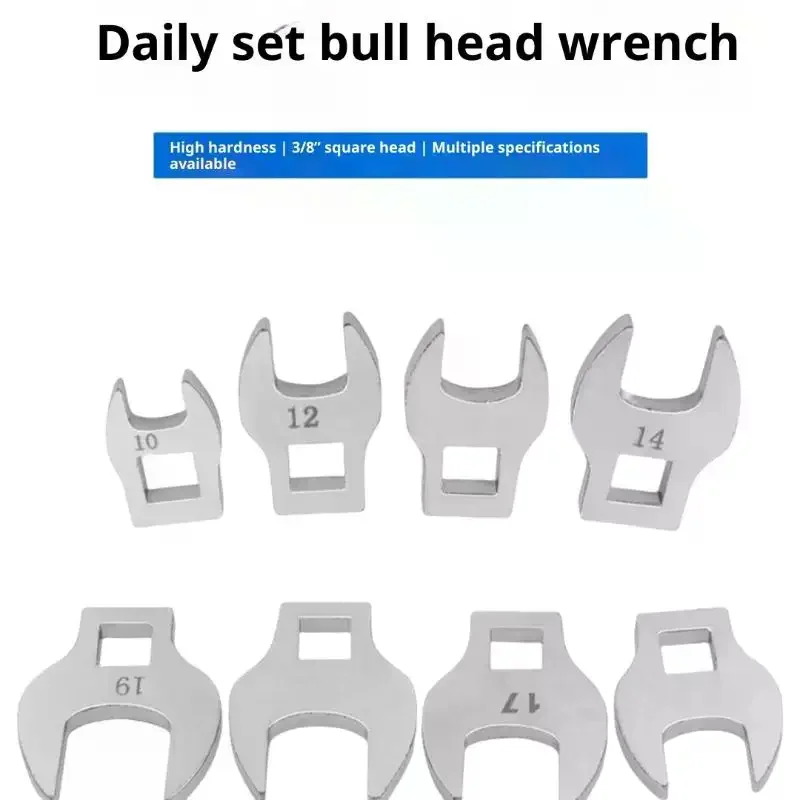 8Pcs 3/8 Inch Interchangeable Handle Bull Head Ratchet Wrench Set Medium Drive L-Shaped Horn Spanner Accessories