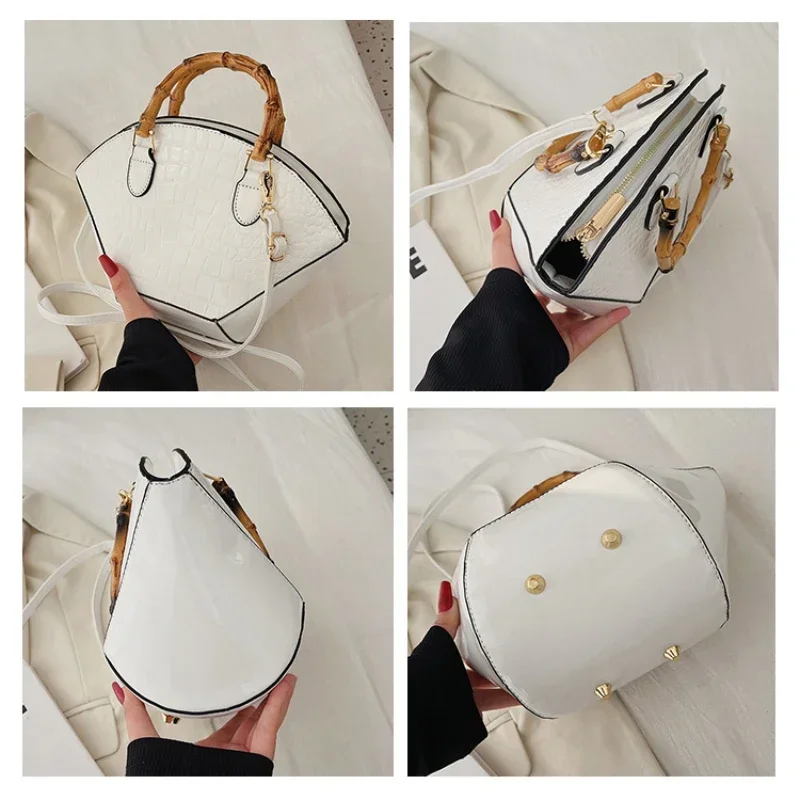 Luxury Glossy Shoulder Bags for Women Designer Stone Pattern Handbags High Quality Shell Bags Ladies Bamboo Knot Crossbody Bags