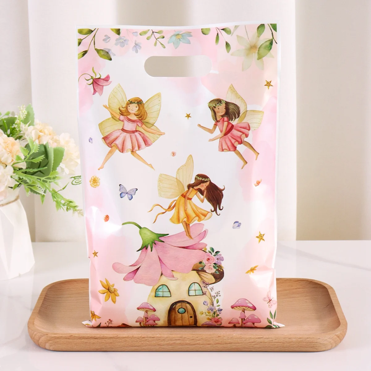 10/20/50 Stück Blumenfee Süßigkeiten Geschenktüten Blumen Schmetterling Tragetaschen für Hochzeit Geburtstag Frühling Partybevorzugung Zubehör Urlaub DIY – Detail 5