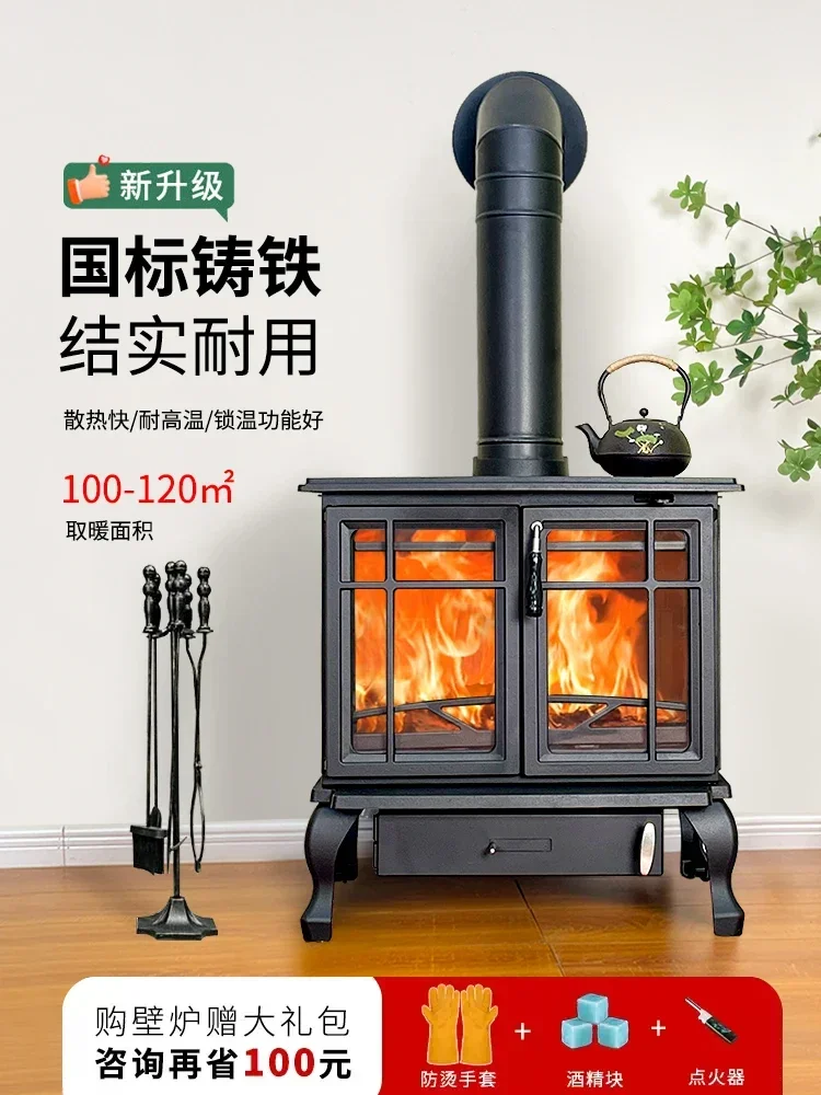 Fireplace, real fire, burning, heating, indoor rural villas, homestays,  burning, cast iron  burning fireplace