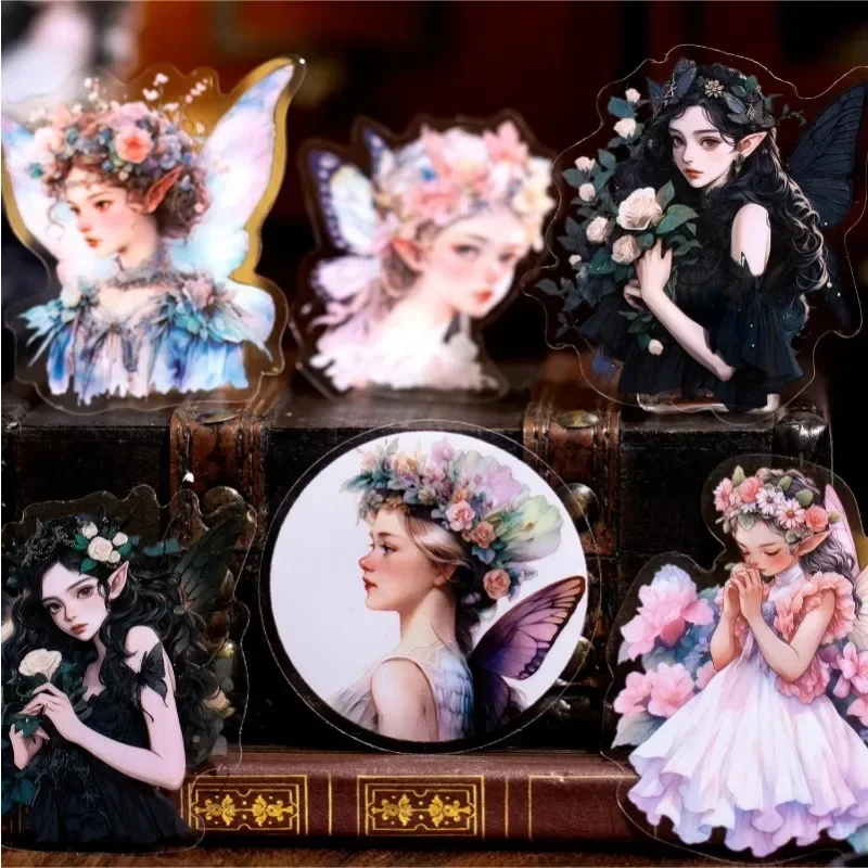 8Sheets Per Pack PET Sticker Romantic Believer Goddess Handbook Decoration Material Background Supplies Scrapbook cut 175*100mm