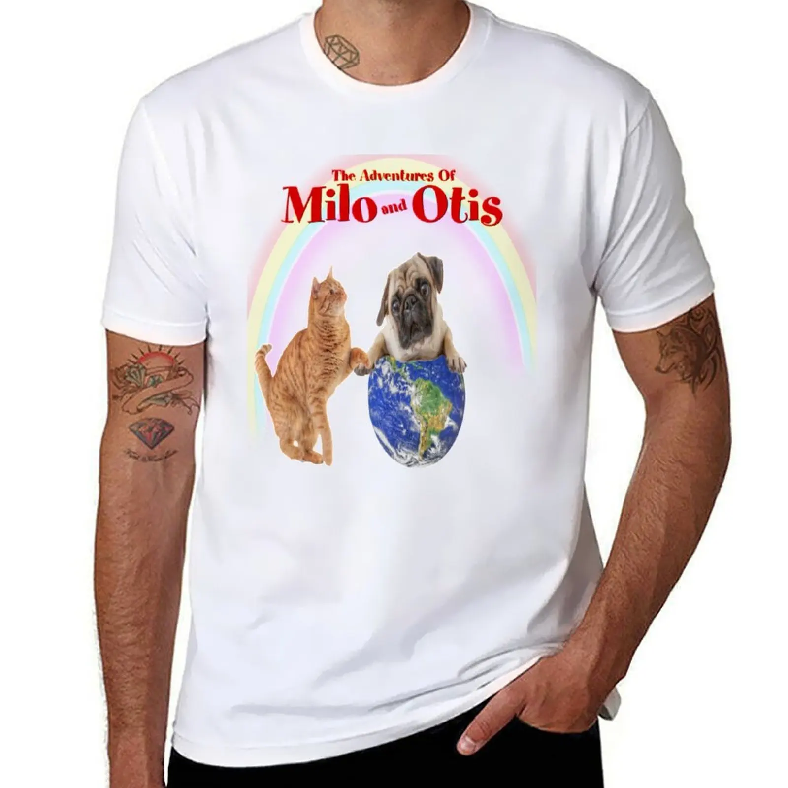 Milo And Otis Take On The World T-Shirt cotton t shirt pack t shirt man cotton T-Shirt