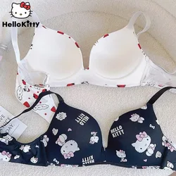 Sanrio Hello Kitty bielizna 2 szt. Komplet damski cienki stylowy bez stalowych kółeczek trójkątny miseczka kreskówka słodki amerykański biustonosz zestaw