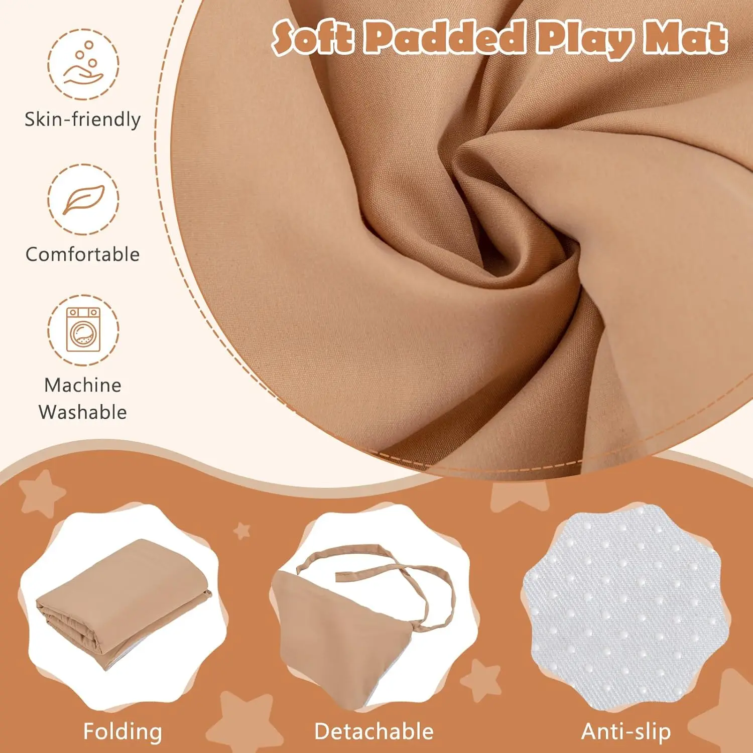 Kids Play Tent, Toddler Tent Indoor Playhouses with Mat, Windows, Curtain, Solid Wood Frame, 52" x36" x 52", Large Children Prin