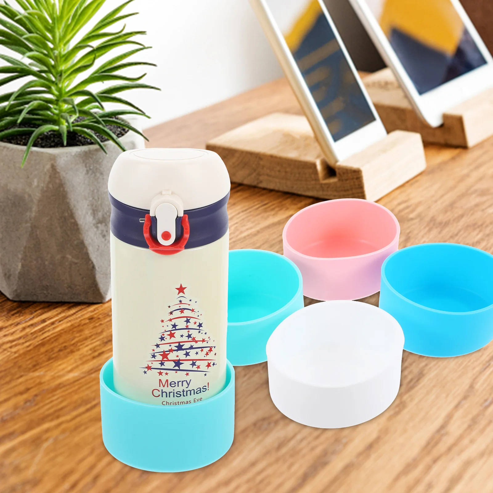 

4pcs Silicone Bottle Boot Cover Set 30/40Oz Tumbler Sleeve Non-Slip Base Protector Reusable Insulated Cup Sleeve For Camping