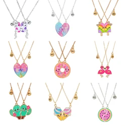 Summer Style 2pcs/set Heart Unicorn Cat Animal Pendant BFF Necklace for 2 Best Friends Girls Friendship Gifts