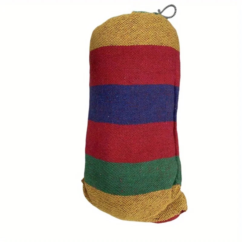 Portable Hammock, Vibrant Striped Colored Fabric Hammock with Anti-Tip Design, Comes with Straps and Storage Bag, Equipped with Handbag Ropes, Anti-Roll Feature for Comfortable Sleep
