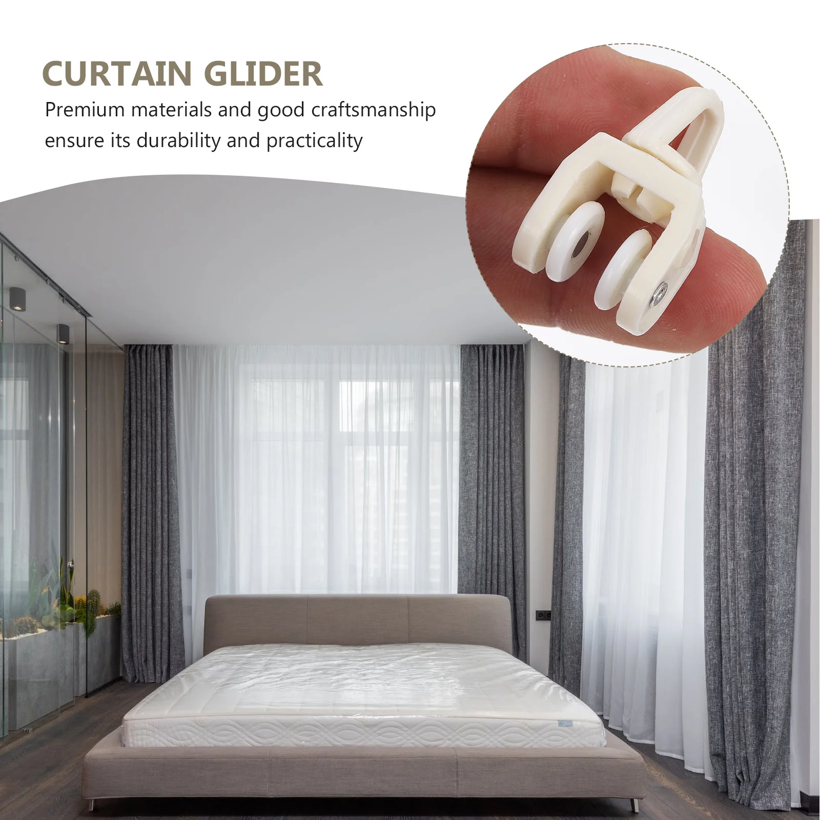 

50pcs Drapery Curtain Glider Silent Rolling Runner For Curtains Sheer Valances Shower Drapes Curtain Track Wheel Accessories
