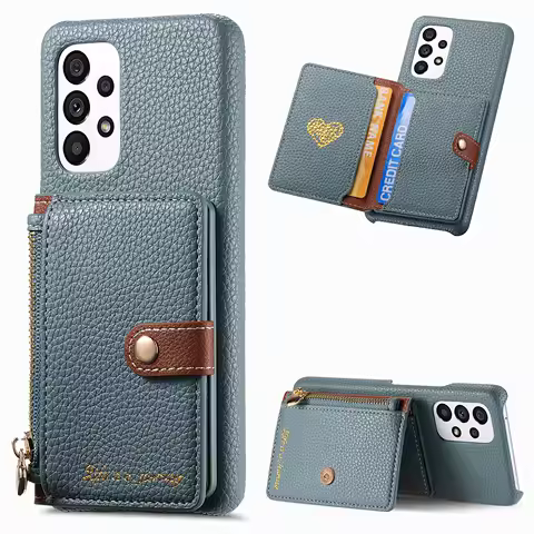 Cards Pocket Wallet Leather Zipper Case For Samsung Galaxy S24 Ultra A14 A24 A34 A15 A55 A05S S23 Plus S22 Bag Purse Stand Cover