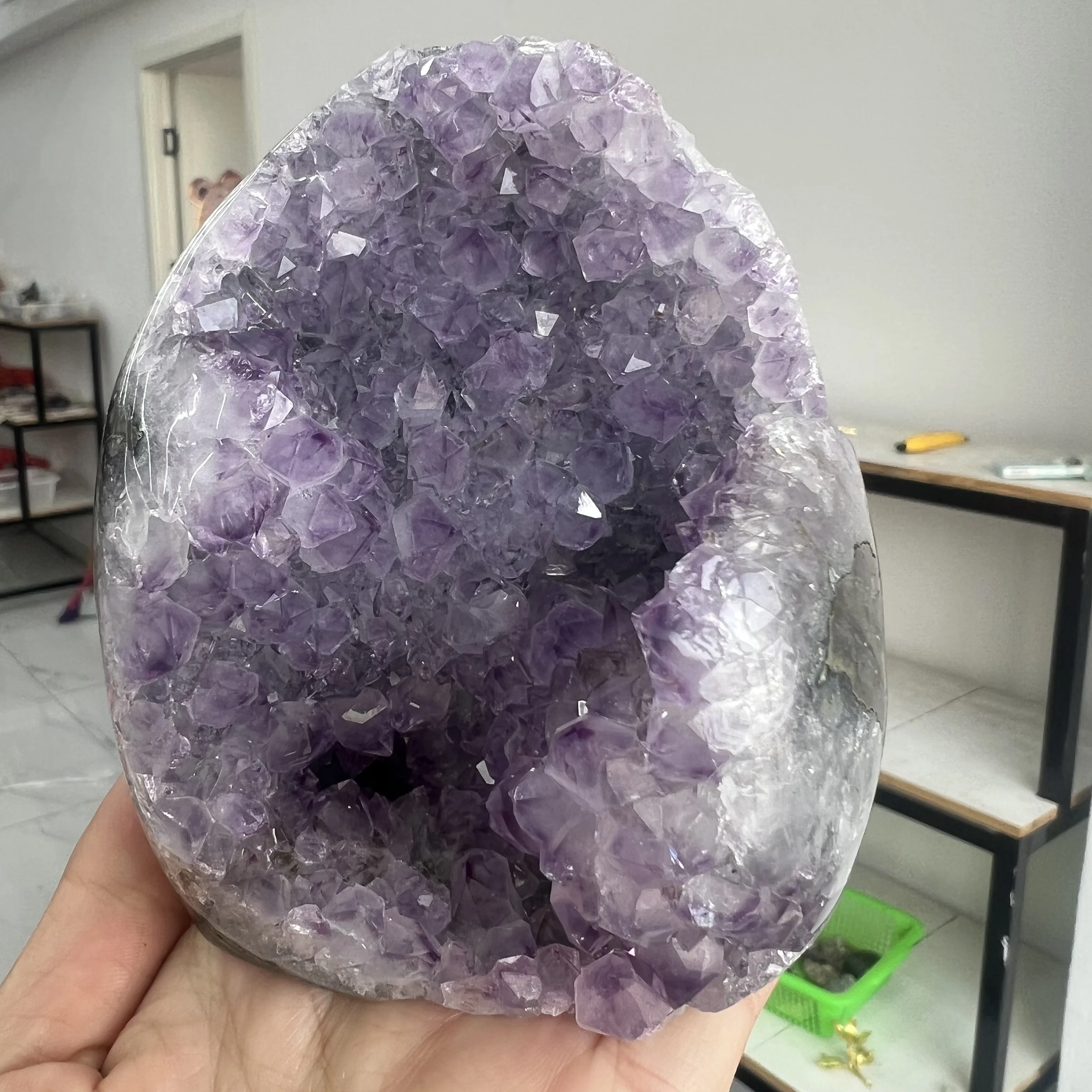 770g 10cm  Natural Uruguay Dream Amethyst Quartz Crystal Cluster stand