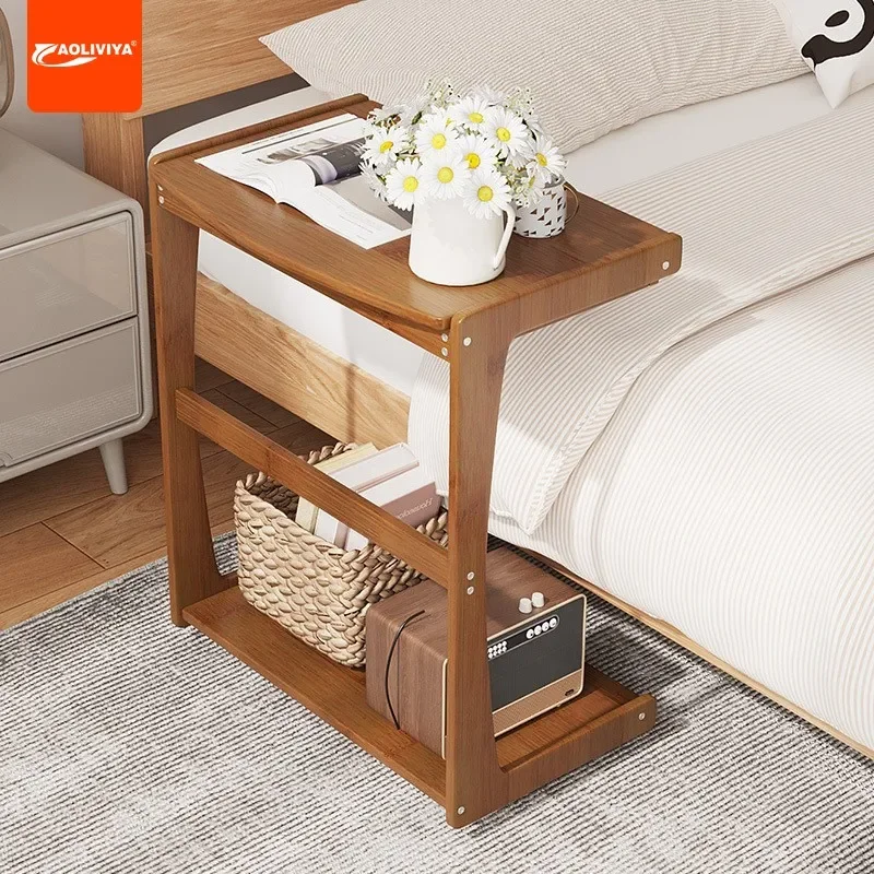 

Aoliviya Home Living Room C- Type Removable Sofa Side Table Small Side Cabinet with Wheels Flip Small Coffee Table Bedside Table