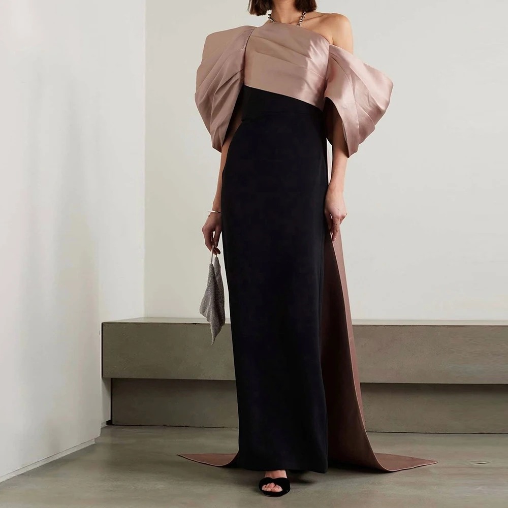 

Customized Straight Evening Dresses Floor-length Off The Shoulder Sleeveless Prom Gown Fashion Draped Backless Party Gown