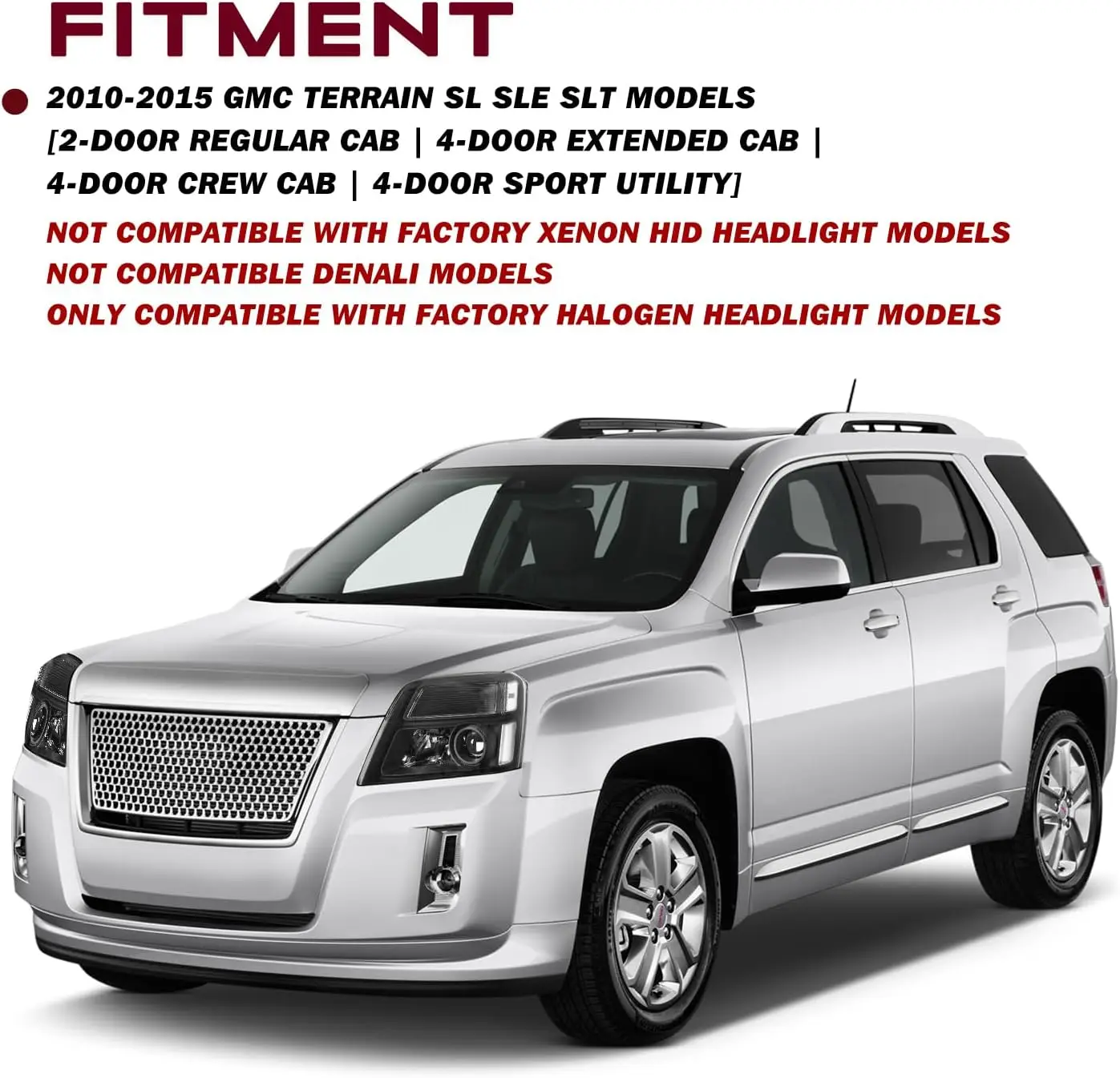 Halogen Headlights Assembly Fits for 2010-2015 GMC Terrain SUV SL/SLT/SLE Bulbs Included Projector Factory Headlamp Driver & Pas
