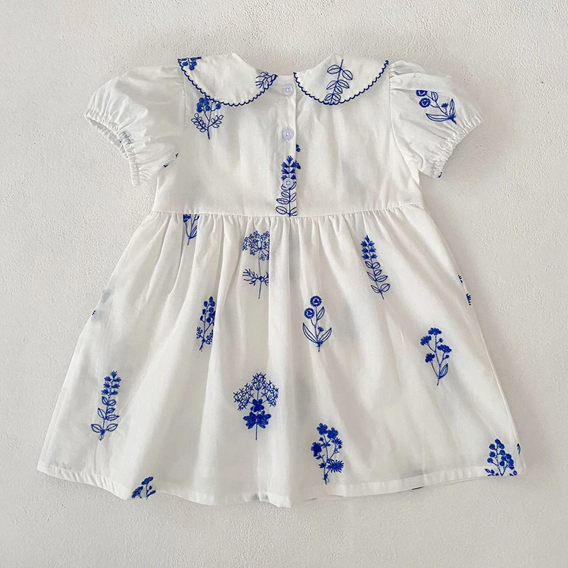 Sommer Neuer Stil 2-6 Jahre Mädchenkleid Kurzarm Babykleidung Kinderkleid Koreanisches Besticktes Mädchen Retro Schwesterkleid – Detail 6
